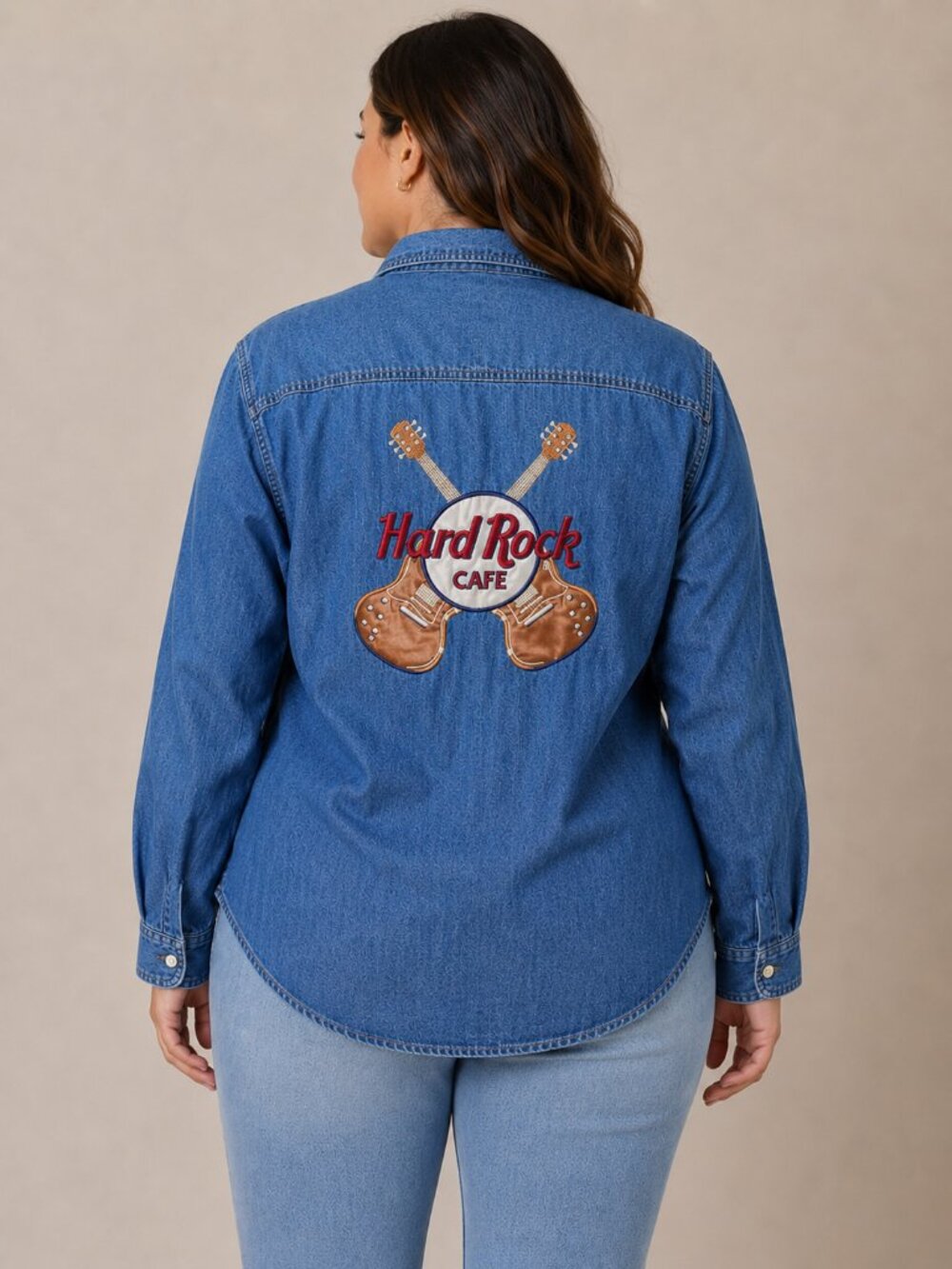 Hard Rock Cafe St Louis Embroidered Denim Shirt L